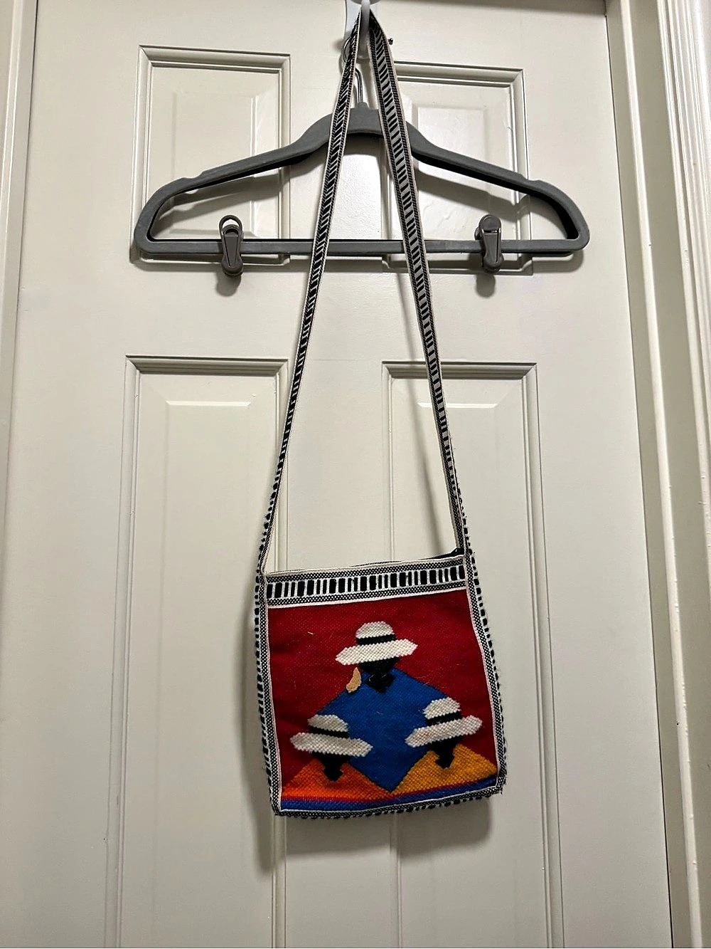 Geometric Crossbody Bag in Red & Blue Like New